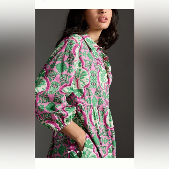 ANTHROPOLOGIE NWT BETTINA TIERED SHIRT DRESS 🍉 - Picture 2 of 9